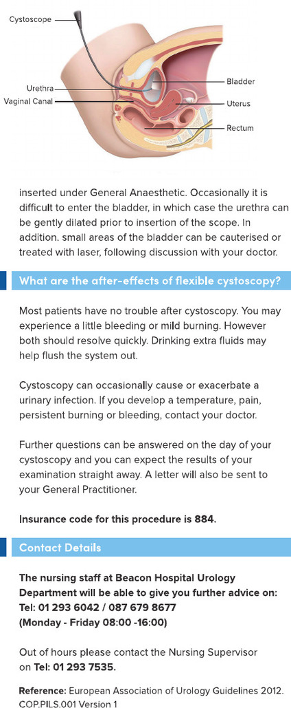 Flexible Cystoscopy Beacon Hospital Leaflet