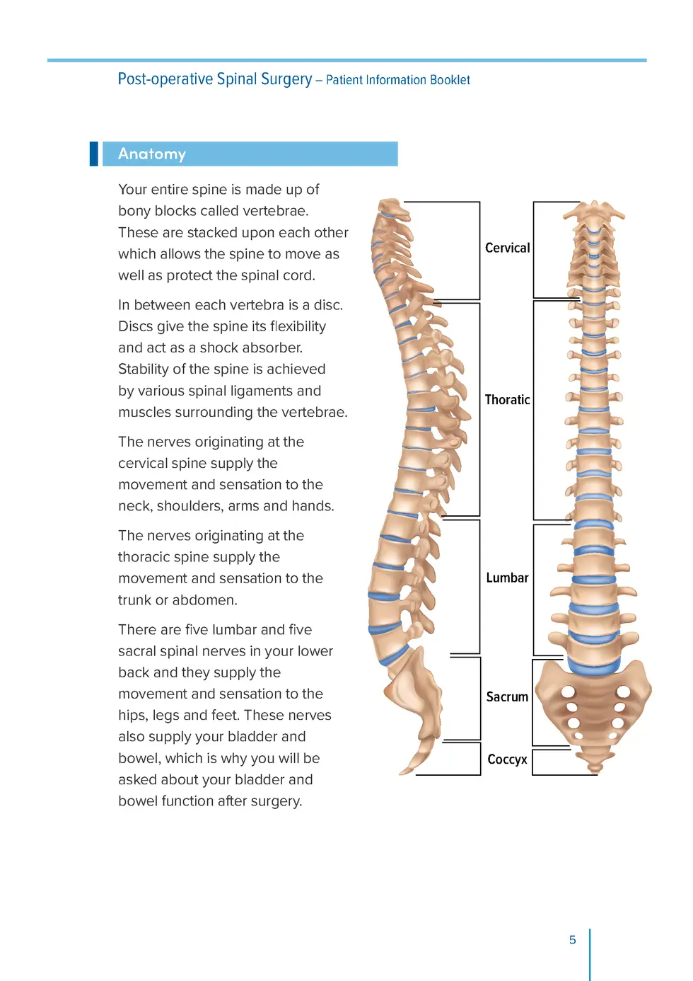 Spinal Surgery - Post Operativ ePatient Information