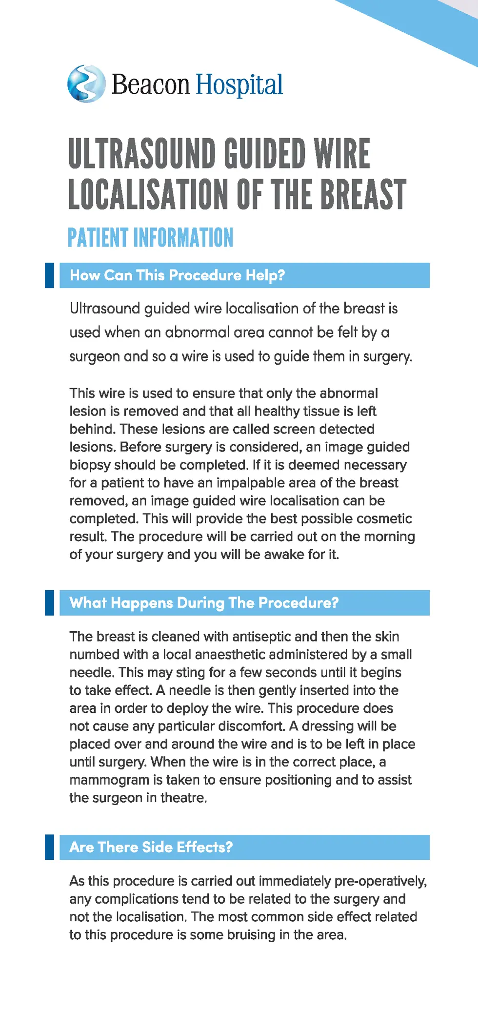 Ultrasound Guided Wire Localisation of the Breast